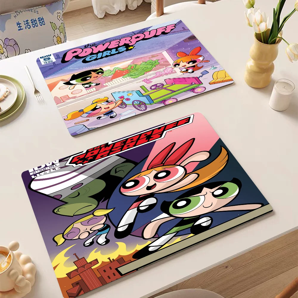 Cartoon The-P-Powerpuffs-G-Girls Exquisite Kitchen Drain Pad Super Absorbent Dinnerware Placemat Desktop Decor Pads Drying