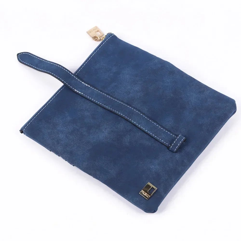 New Fashion Women Wallets Drawstring Nubuck Leather Zipper Wallet Women's Long Design Purse Two Fold More Color Clutch
