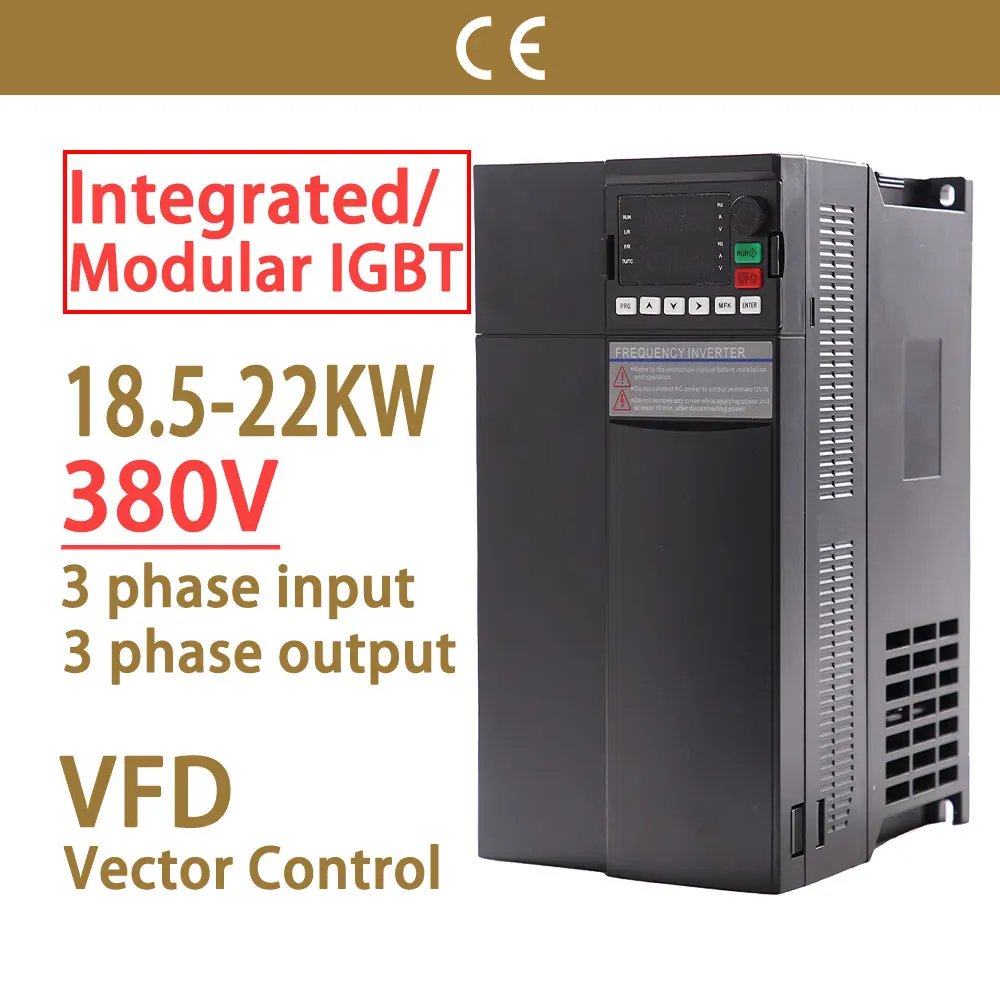 380V 18.5KW/22KW 25HP/30HP Integrated IGBT VFD Frequency Inverter Converter Variator Drive 3ph for Motor Speed Vector Control