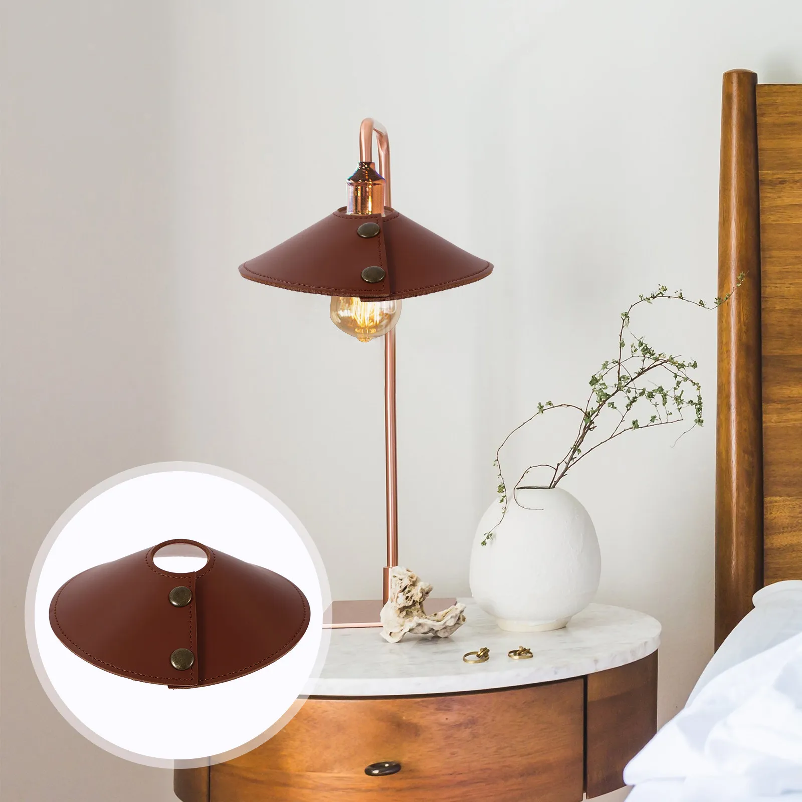 Small Drum Lampshade for Outdoor Camping – Lightweight Portable PU Hanging Pendant Lamp Cover