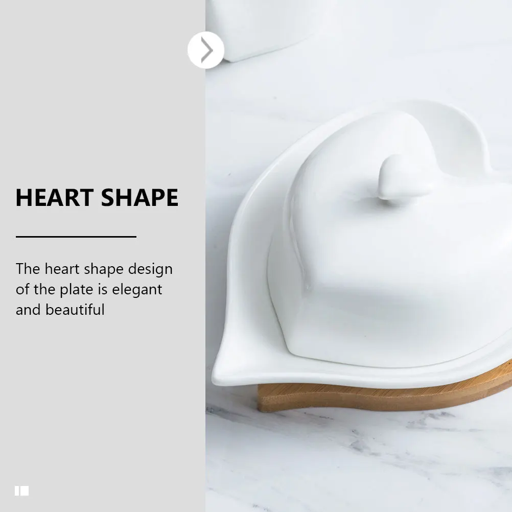 

1 set 1 Set Ceramic Sugar Milk Jar Set Heart Shaped Butter Storage Holder Butter Dish Plate For Home Kitchen Tableware Decor