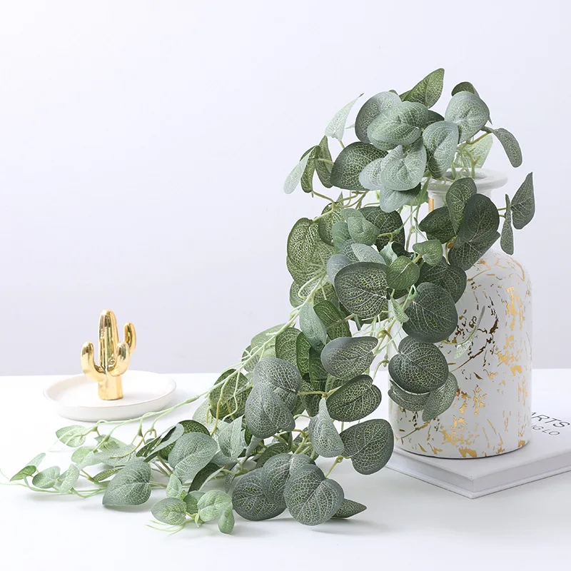 Simulation Silk Plant Rattan Artificial Eucalyptus Money Leaf Vine Wedding Hall Home Garden Flower Wall Decoration Hanging Vines