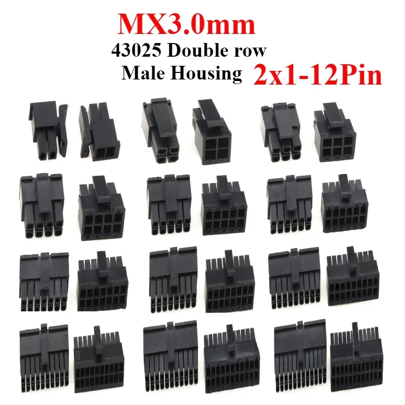 

10/50Pcs/lot MX3.0mm Dual Row 2*1/2/3/4/5/6/7/8P Male Female Aerial Mating Connector (43025 Male+43020 Female Housing+Terminal)