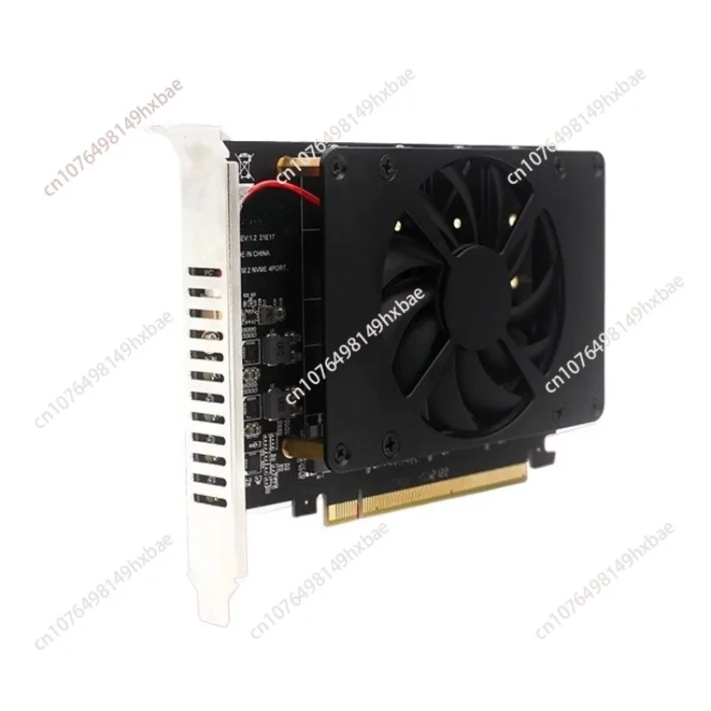 4 Disk M.2 NVMe SSD PCIe X16 Adapter Expansion Card 4 X 32Gbps Splitter Card with Cooling Fan Second Hand
