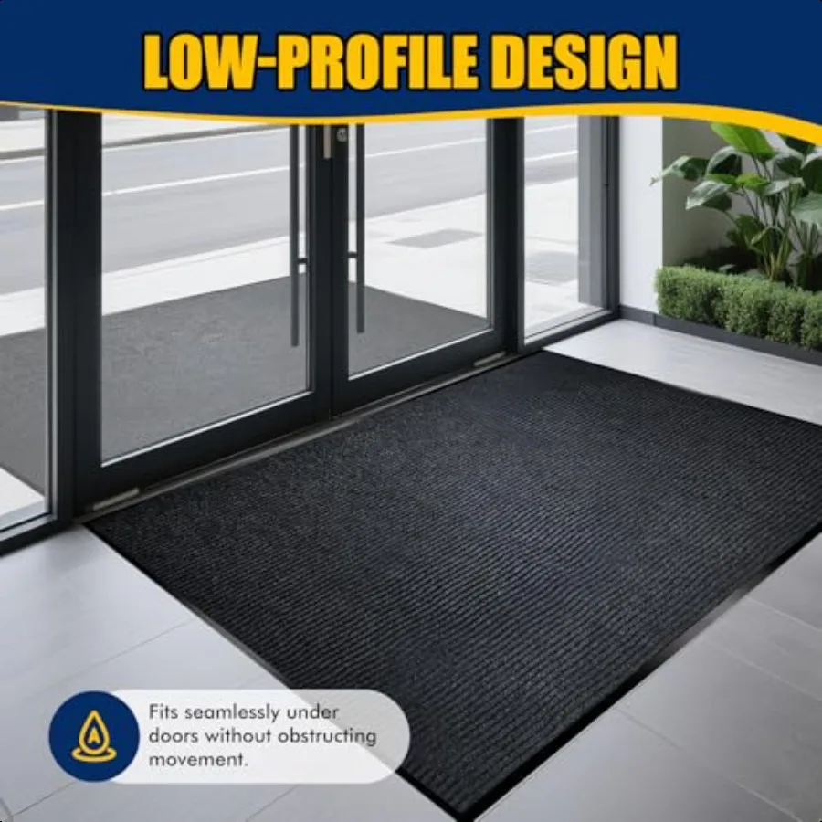 Extra Large Indoor Outdoor Entrance Mat 4 x 5 Feet Rubber Border Door Mat Waterproof LowProfile Easy to Clean Rubber Entry Mat