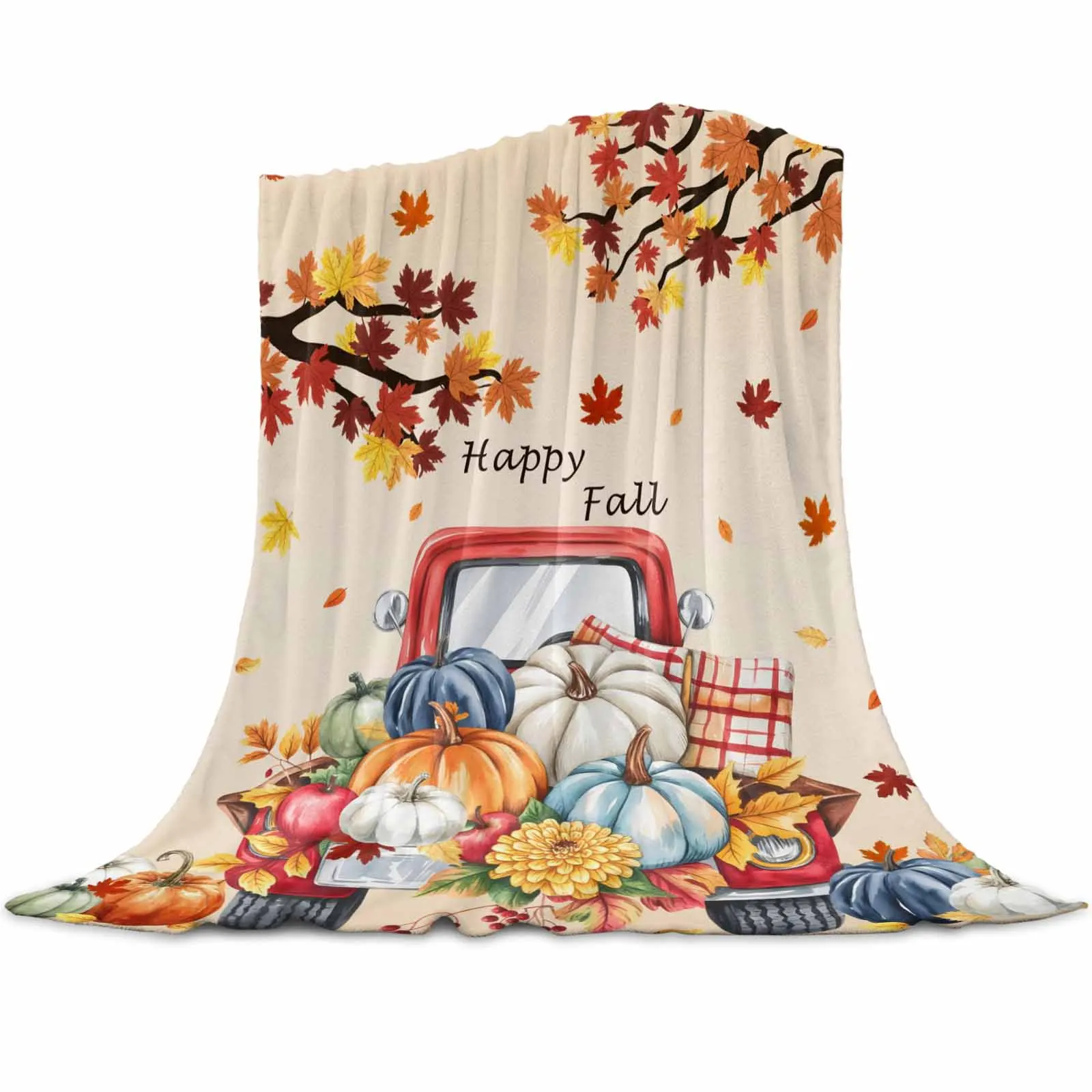 

Pumpkin Thanksgiving Truck Throws Blankets for Sofa Bed Winter Soft Plush Warm Sofa Throw Blanket Holiday Gifts