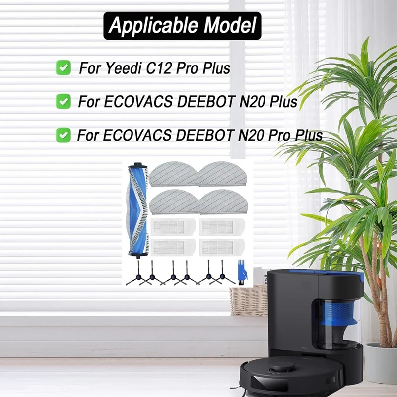 Jdzd-acessórios para ecovacs deebot n20 plus aspirador de pó escova lateral principal filtros hepa mop almofadas kit peça substituição