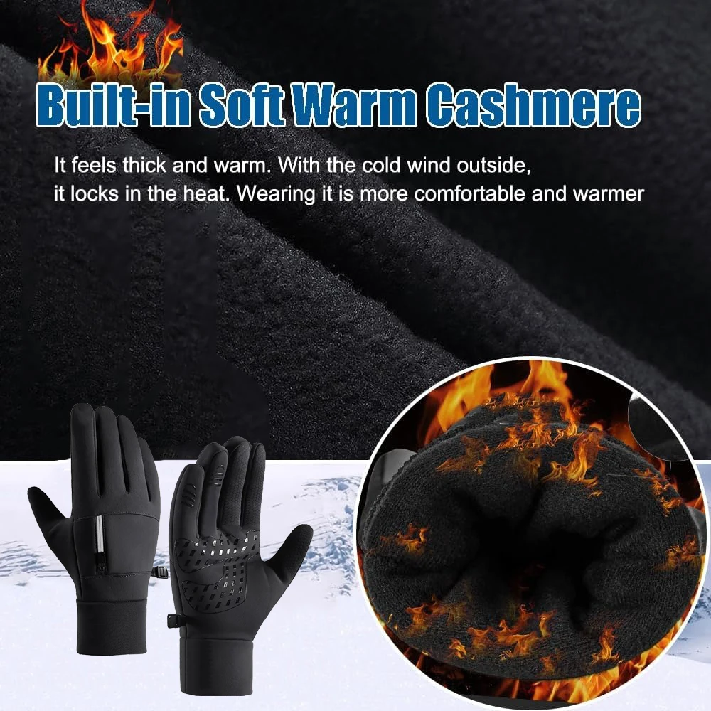 ถุงมือสกีกันน้ำสำหรับฤดูหนาว MuqiNush รองรับหน้าจอสัมผัส กันลื่น อุ่นสำหรับขี่จักรยาน ขับรถ วิ่ง และเล่นสกีในสภาพอากาศหนาวเย็น