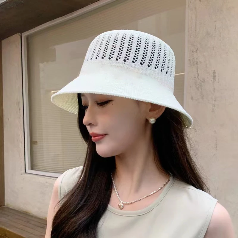 Summer New Hollow Out Sun Hats for Women Korean Casual Breathable Bucket Fashion Versatile Outdoor Beach Foldable Panama Cap