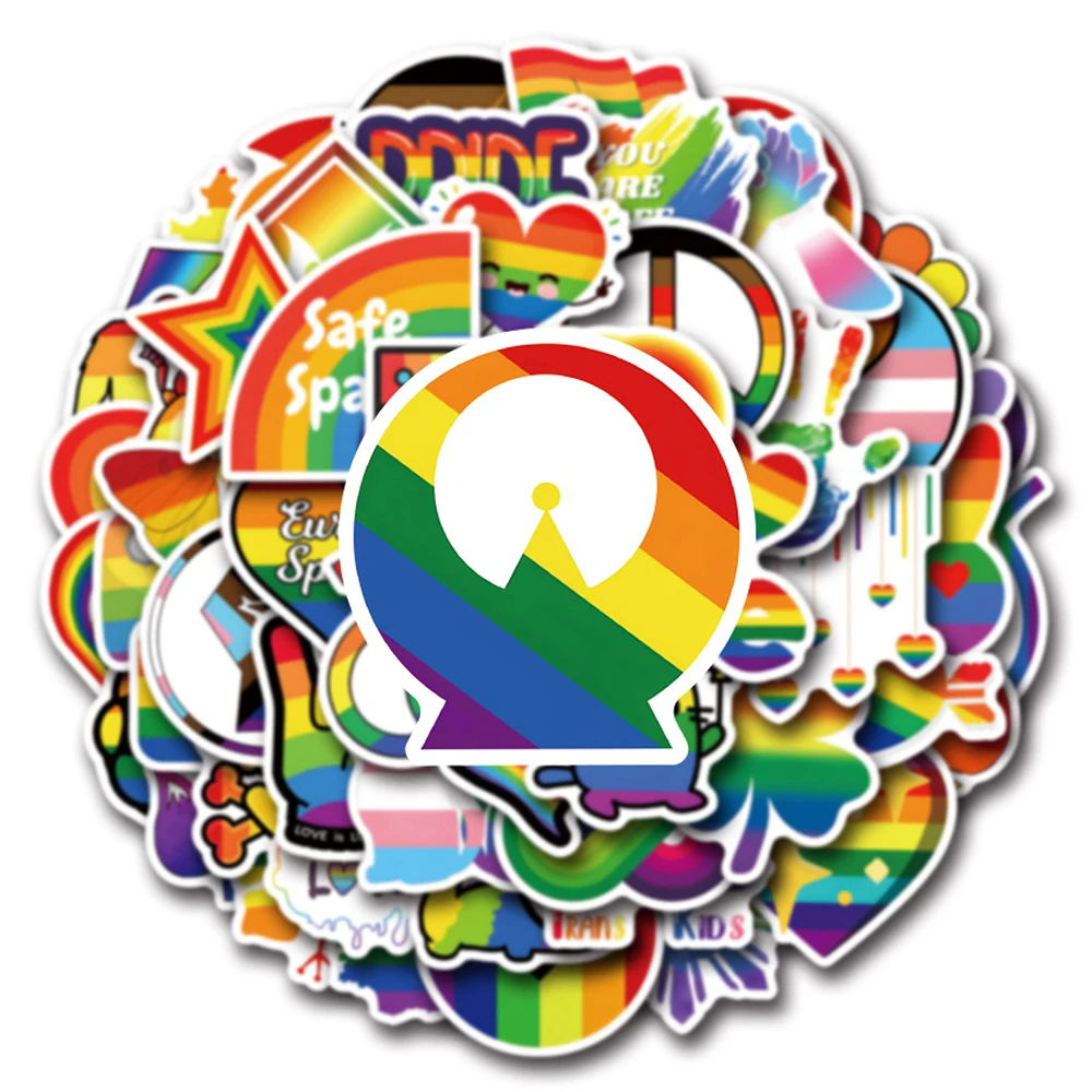 10/30/55/110pcs Cartoon Pride Parade Stickers Funny Rainbow Graffiti Sticker Water Bottle Phone Case Notebook Cool Decals Decor