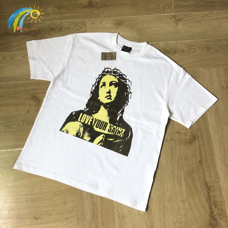 

25SS Streetwear Thorn Woman Printing Saint T-Shirt Men Women Casual White Short Sleeve Tee Oversized Cotton T Shirt With Tag