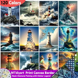 New Arrivals Landscape Full Drill Lighthouse Diamond Painting 120 Colors Sticker Legend Print Canvas Border Sunset Home Decor