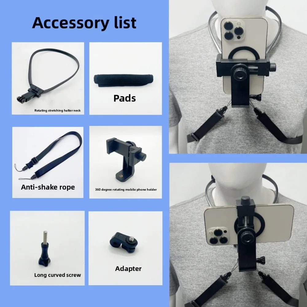 Phone Action Camera 6 in 1 Neck Hold Mount for GoPro Insta360 DJI OSMO Action Universal Action Camera Phone Accessories