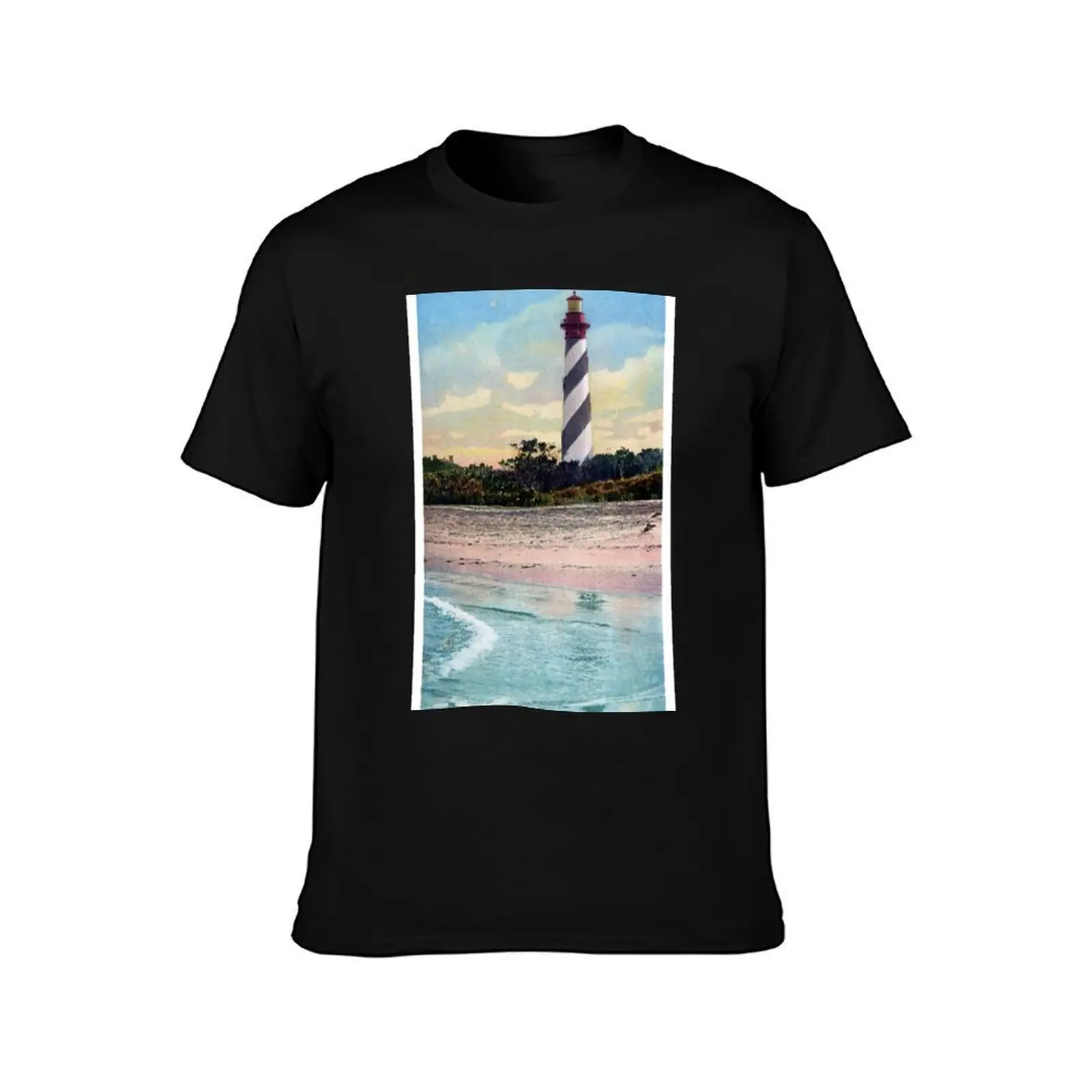Anastasia Light House Vintage Postcard Restored T-Shirt Fashion Simple Casual Tee Shirt T-Shirt