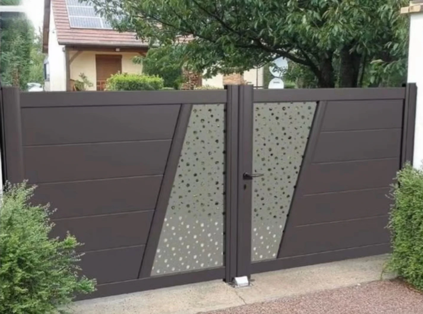 Electric lock aluminum metal Lane Motor double automatic swing door