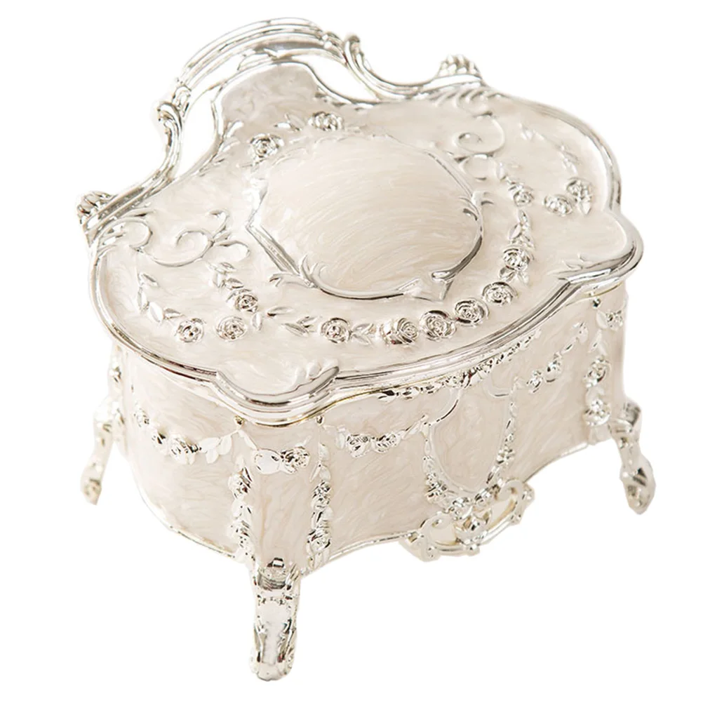 

Retro Tin Jewelry Case Box Durable Storage Vintage Home Jewelry Storage Box Decor Luxury Perfect Workmanship Gift