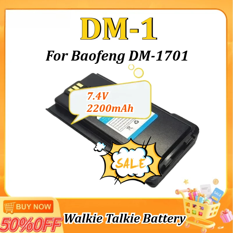 

New 7.4V 2200mAh 16.3Wh DM-1 for Baofeng DM-1701 Rechargeable Battery Pack Replacement Two Way Radios Walkie Talkie Battery