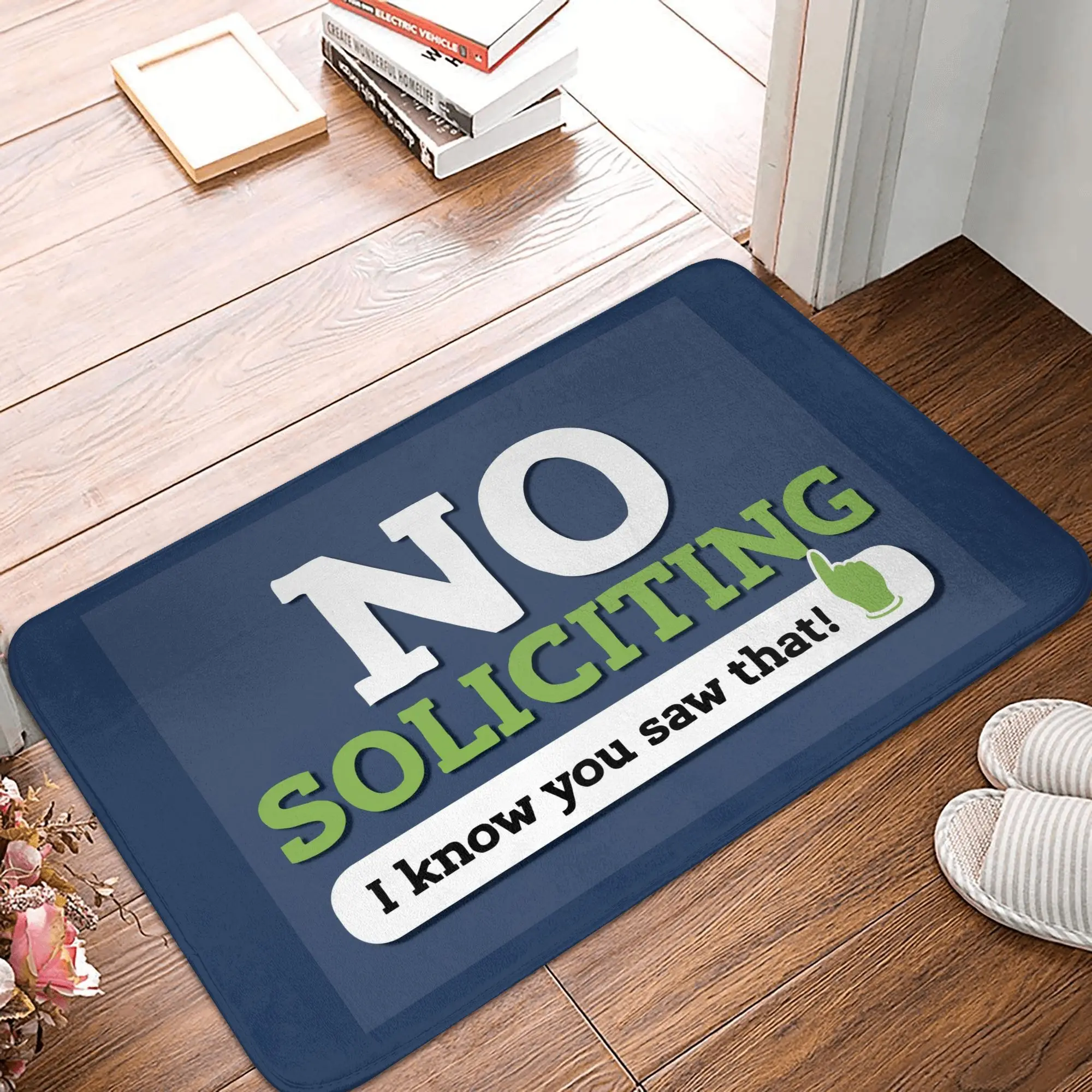 No Soliciting I Know You Saw That Front Door Mat Anti-Slip Outdoor Waterproof  Doormat Floor Bath Entrance Rug Carpet