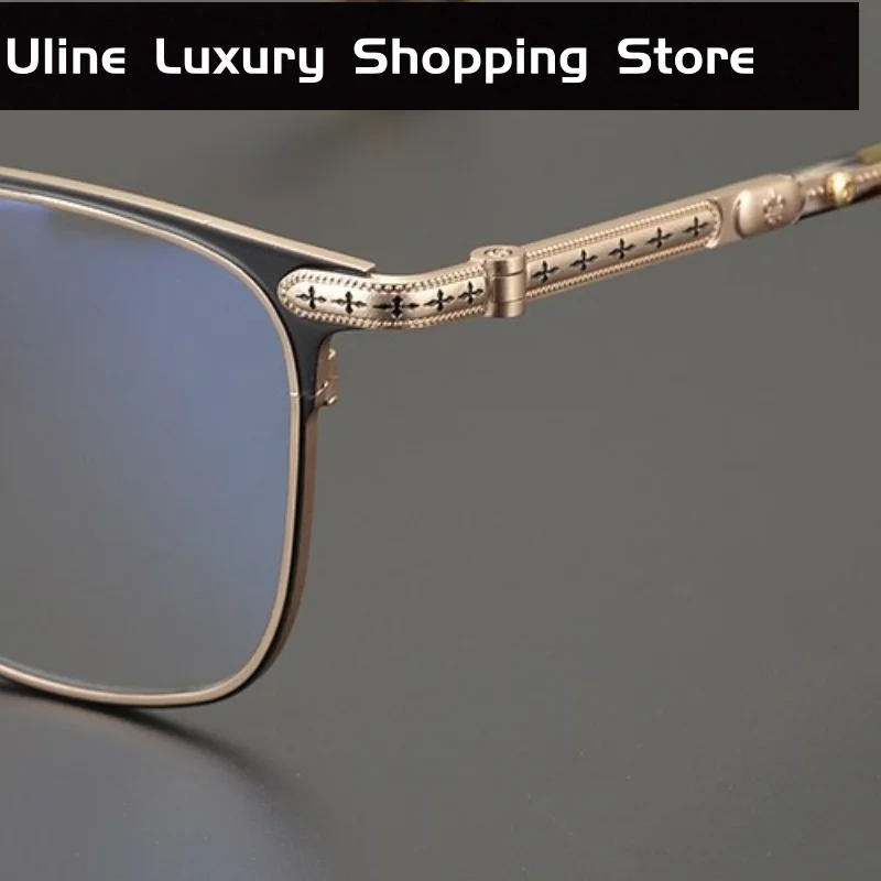 ผู้ชายแว่นตา Retro Designer แบรนด์หรูแฟชั่นผู้หญิงสายตาสั้นอ่านแว่นตาไทเทเนียมกรอบแว่นตา