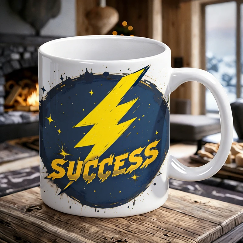 

Inspirational Golden Lightning Splash Ink Design Ceramic Mug, Coffee Mug, Milk Mug, Office Tea Cup, Drinking Cup,Gift for Friend