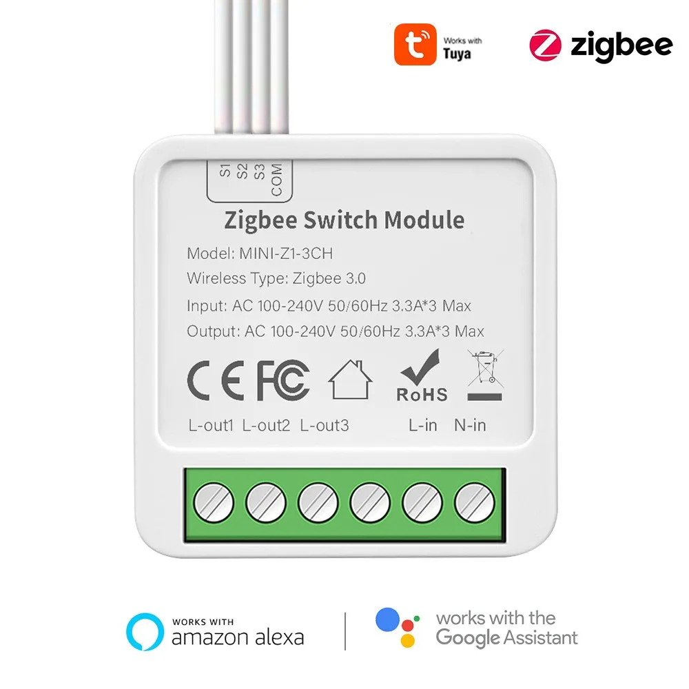 Tuya Zigbee 2/3/4 Smart Gang Switch Module 2 Way Control DIY Breaker Smart home Work with Alexa Google Home Yandex alice