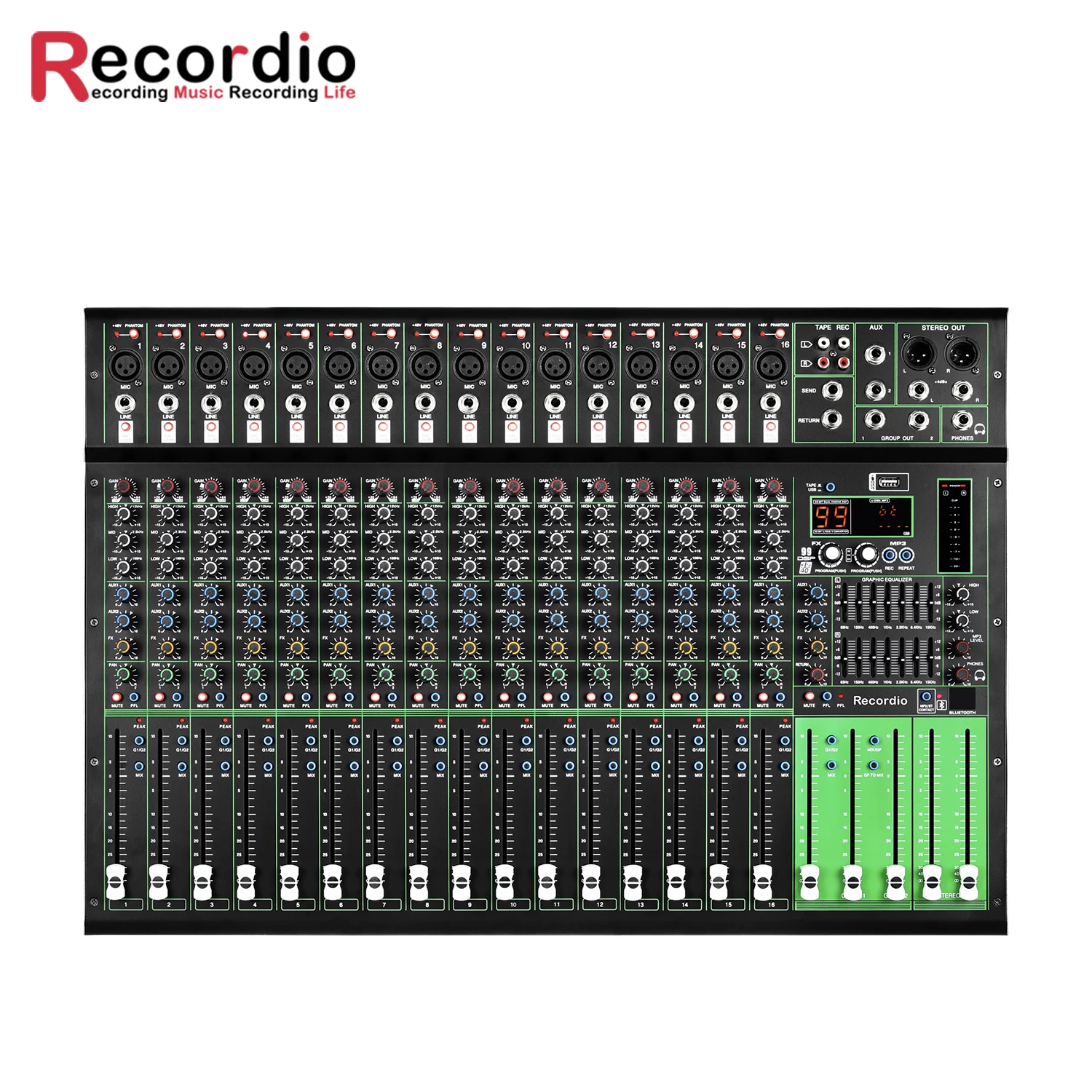 GAX-PK16 Sound Mixer Updated 16 Channel Series Effect Function Audio Mixer Console With USB Mini DJ Mixer