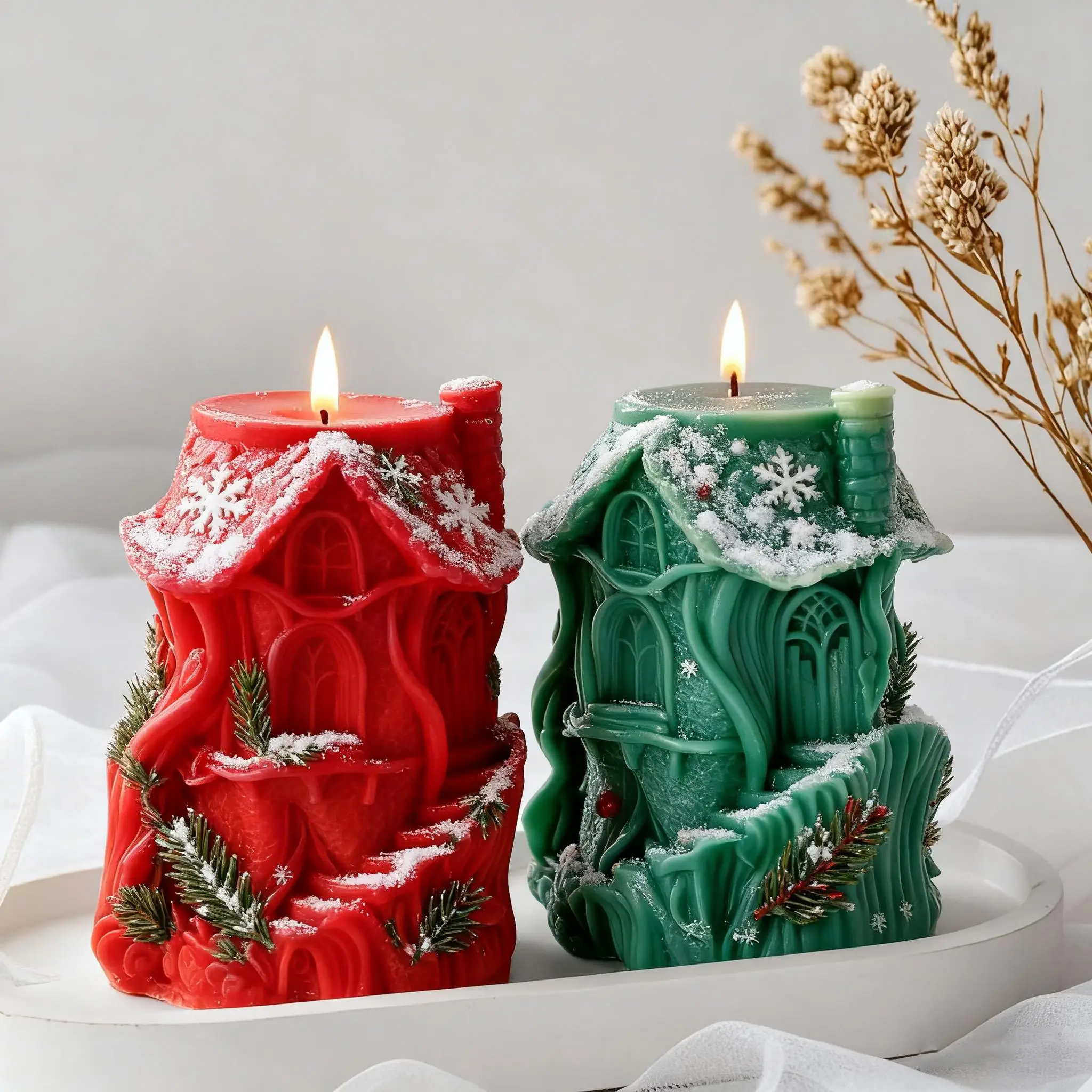 

Рождественские силиконовые формы 3D формы для рождественской елки, дома, декор, антипригарное художественное изготовление, центральный декор для праздничной деятельности