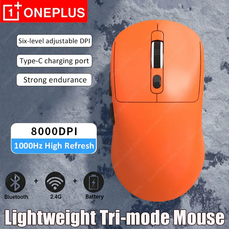 

Беспроводная трехрежимная Bluetooth-мышь OnePlus: легкая игровая мышь, перезаряжаемая, портативная, универсальная для ПК, смартфонов, планшетов и офиса