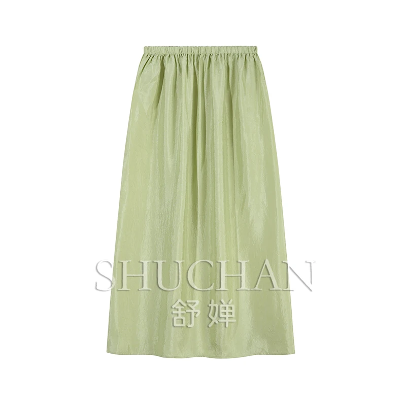 

Acetate Elastic Waist Straight Skirt Women 39C8 Korean Fashion Clothing Faldones Para Mujer Long Skirts for Women