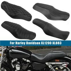 Two-up Seat Motorcycle Black Sofa Seat Rear Cushion Driver & Passenger Tour Seat For Harley Sportster 883 Iron XL1200 04-15