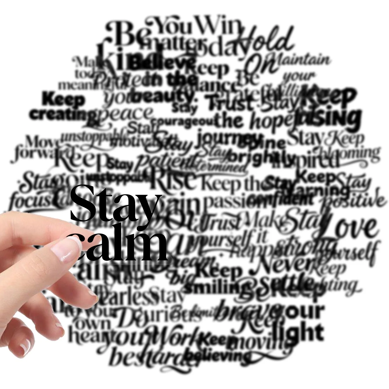 10/56Pcs Motivational Words Text Transparent Graffiti Stickers Black Short Sentence Decoration DIY Luggage Laptop Phone Guitar