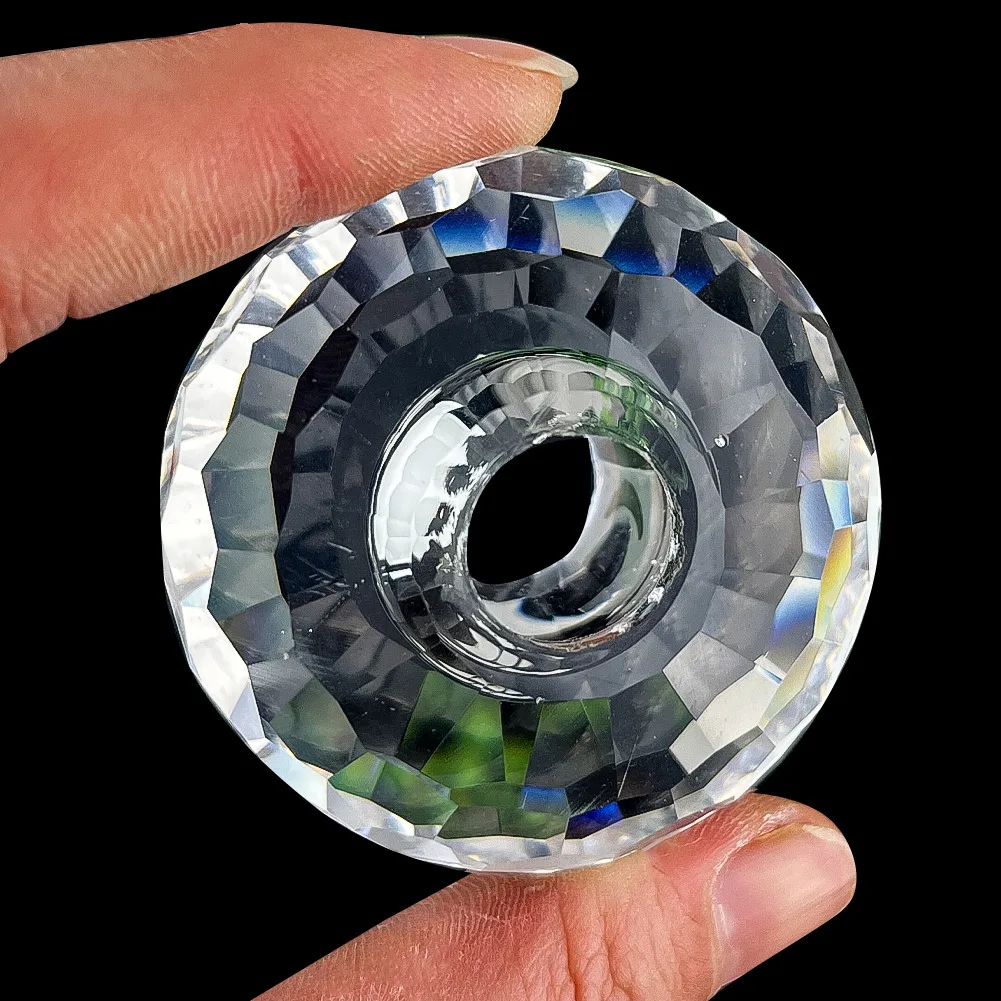 Multi-faceted Transparent Circular Junction Shape Crystal Beads Pendant Rainbow Maker Sunlight Collector Chandelier Parts Decor