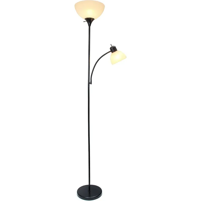 LF2000-BLK Mother-Daughter Floor Lamp with Reading Light, Black