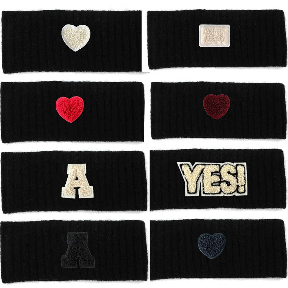 001X Fashion smiling face Headband For Girls Hair Accessories knitted Headbands Headbands For Women letter patch Ear Headband