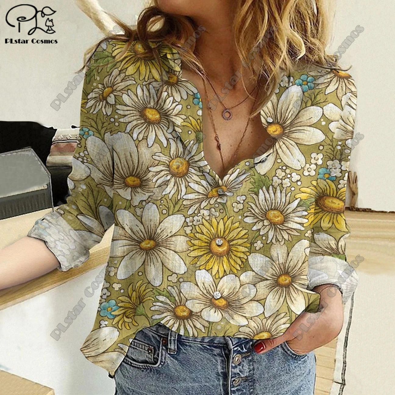 

PLstar Cosmos 3D Printed Sunflower Collection Authentic Pattern Latest Casual Long Sleeve Shirt Unique Unisex Shirt