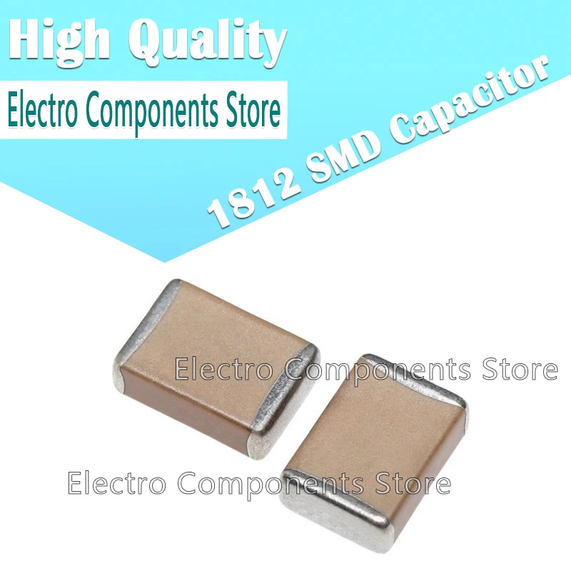 

10PCS SMD Capacitor 1812 100nF 0.1uF 104K X7R 250V 500V 630V 1KV 2KV ±10% 4.5*3.2MM K=±10% Ceramic Capacitance