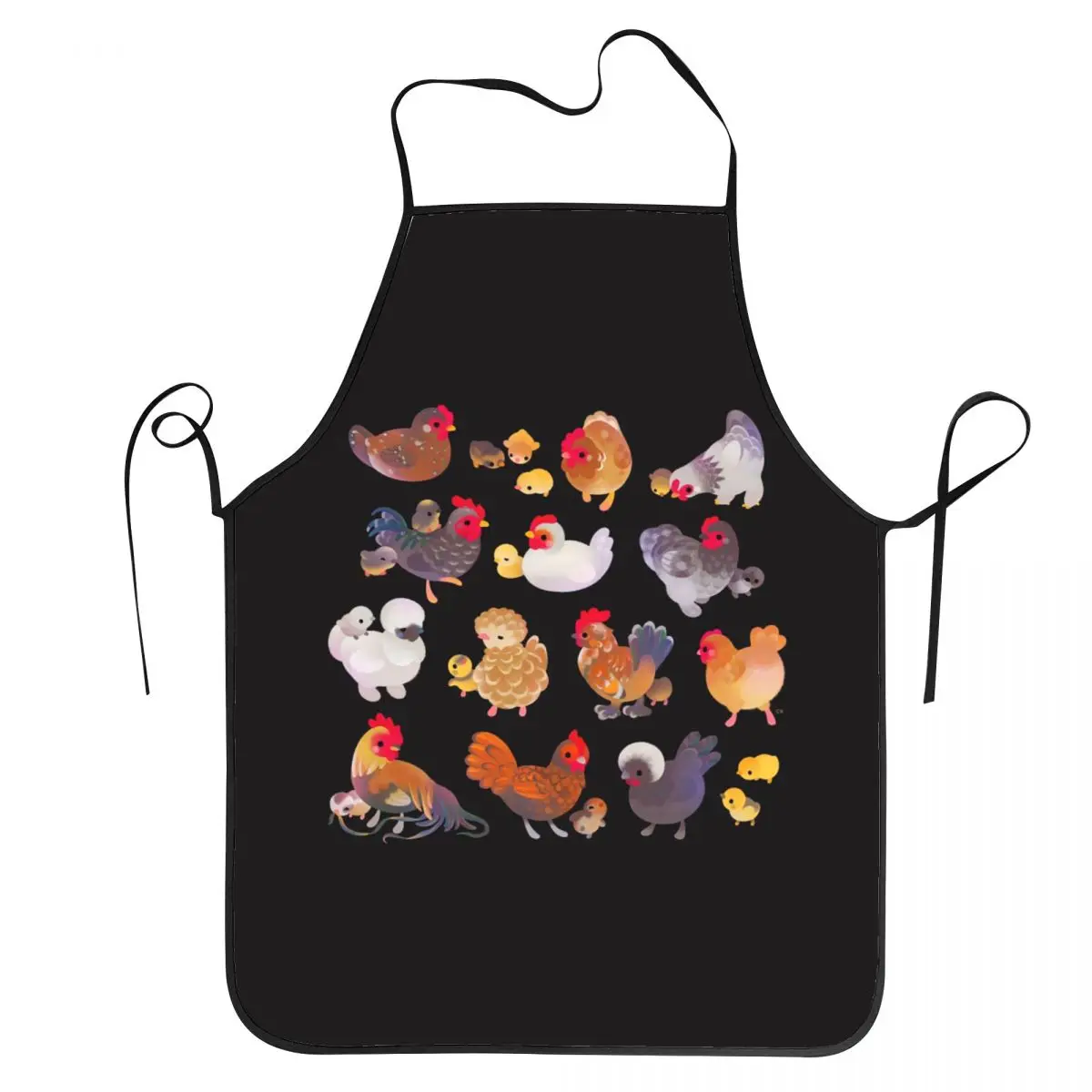 Chicken And Chick - Dark Apron Chef Cooking Tablier Waterproof Bib Kitchen Cleaning Pinafore for Women Men Painting