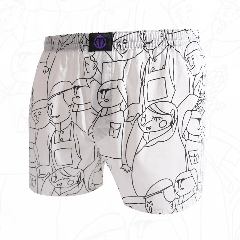 Pure Cotton Panties Cartoon Portrait For Men And Women Pattern Comfortable Breathable Shorts For Home Leisure