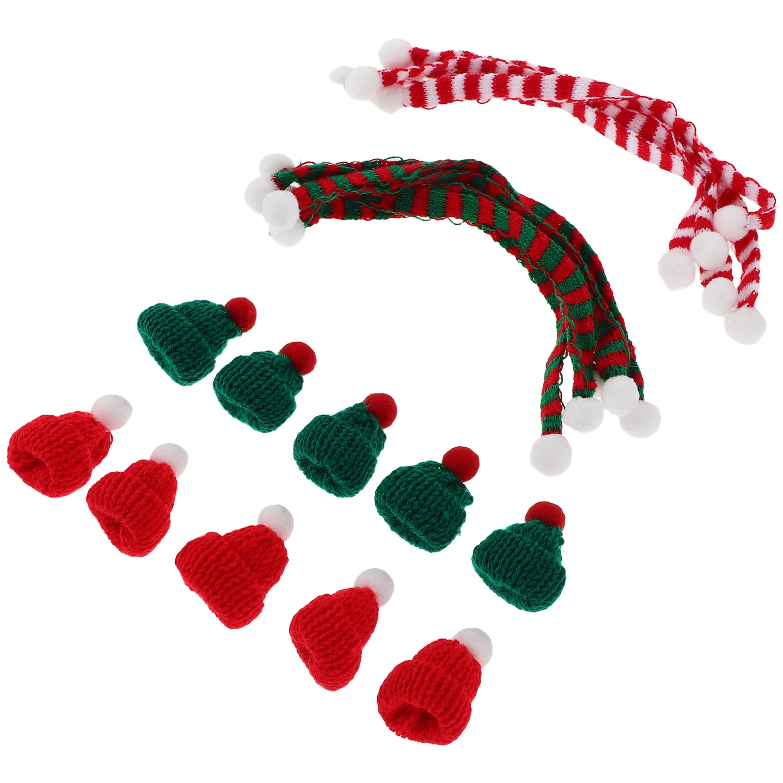 20 قطعة من طقم قبعة وشال صغير لعيد الميلاد، قبعات صغيرة للديكور في بيت الدمى والحرف اليدوية واحتفالات العطلات