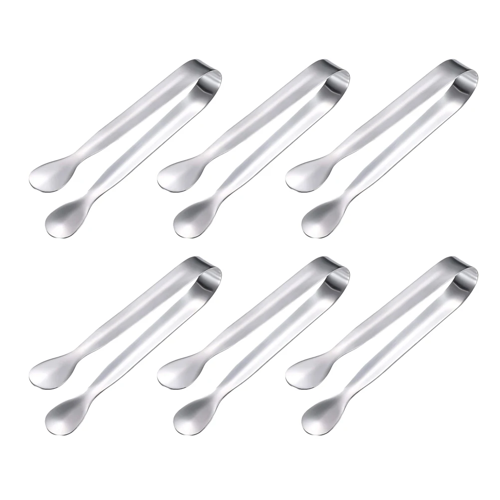 

12 pcs Stainless Steel Sugar Tongs Silver Small Kitchen Ice Clip Bucket Foods Serving Multi Purpose Safe