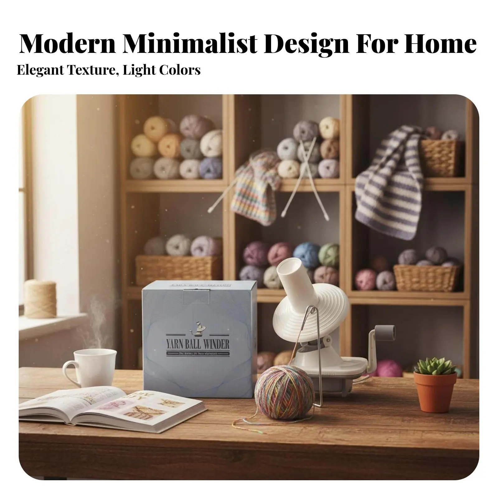 

Manual Yarn Cake Winder Easy Assembly Hand Crank Yarn Winder Knitting Accessory Space Saving Lightweight for Craft Room, Studio