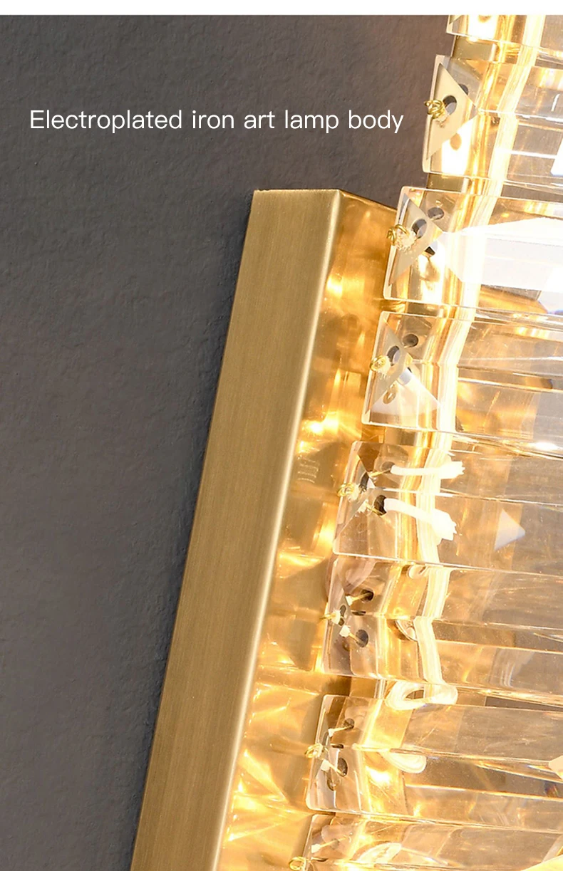 luxury crystal wall lamp for living room hall villa Stair TV background decoration led lighting Long strip gold sconces light