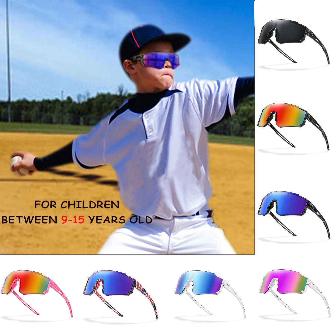 1/2/3 Pairs Age 9-15 Youth Cycling Glasses Teenagers Sunglasses Bicycle Baseball Goggles Children Outdoor Sport Boys Girls UV400