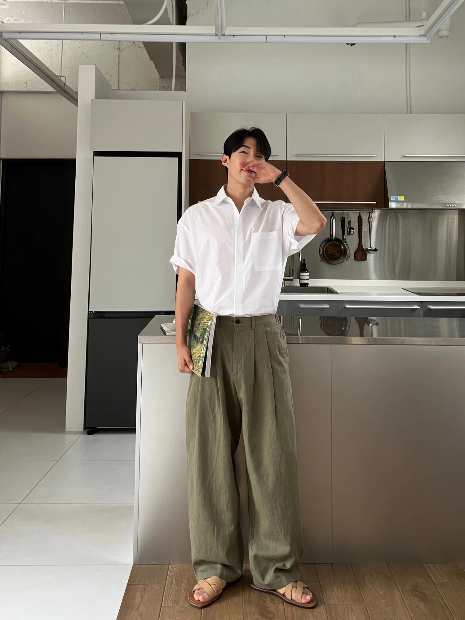 Military een Linen Men's Casual Pants Spring Autumn Loose Thin Straight Leg Wide Leg Lazy West Pants Straight Cut Trousers