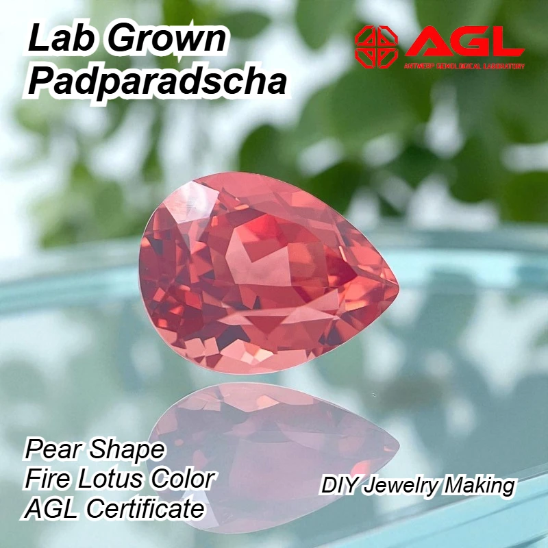 

Lab Grown Padparadscha Pear Shape Fire Lotus Color VVS1 Charms DIY Ring Necklace Earrings Main Materials Selectable Certificate