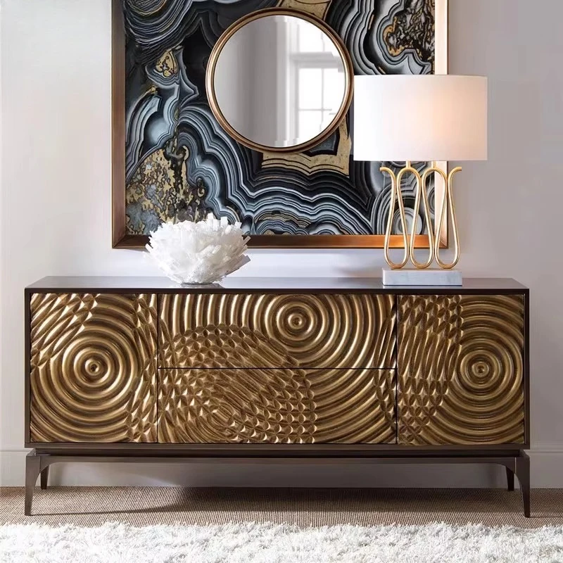 New simple luxury solid wood marble countertop TV cabinet modern living room hotel