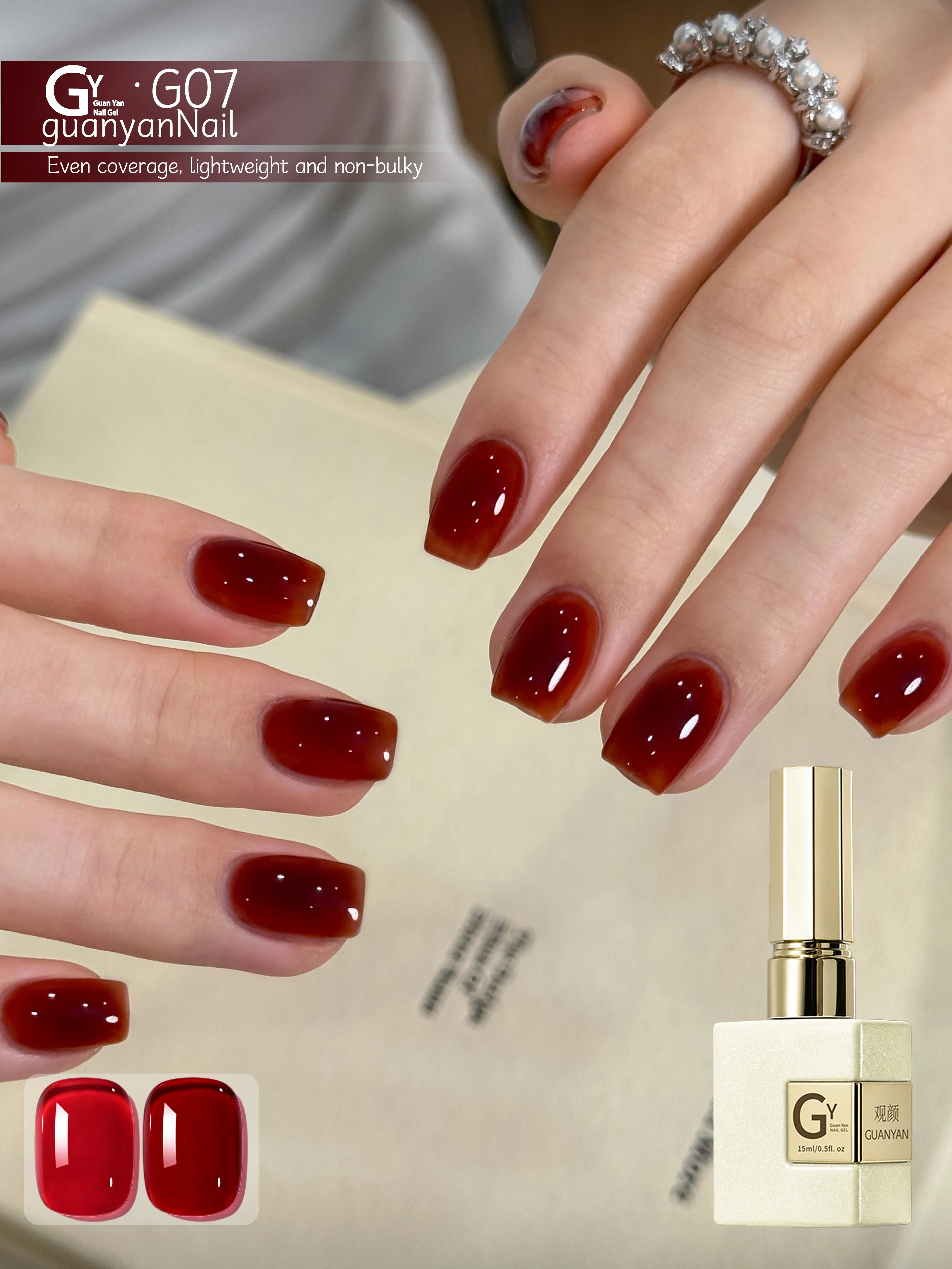 1Pc 15Ml Ice Red Gel Nail Polish Starter Pure Soak Off No Wipe Nail Gel Polish Suitable For All Seasons
