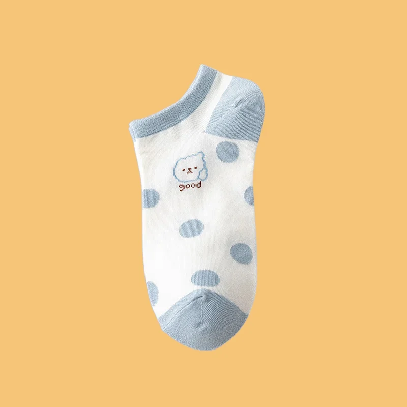 Chaussettes Courtes Respirantes de Haute Qualité pour Femme et Fille, Accessoire de dehors, Coupe Basse, Blanc, Bleu, à la Mode, 5/10 Paires