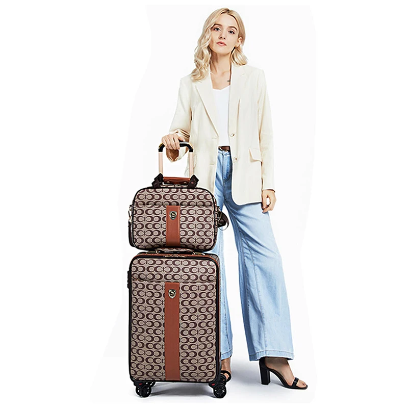 High Grade Suitcase female fashion male travel luggage pull rod box trolley carry on with handbag luxury 16/20/24 boarding case