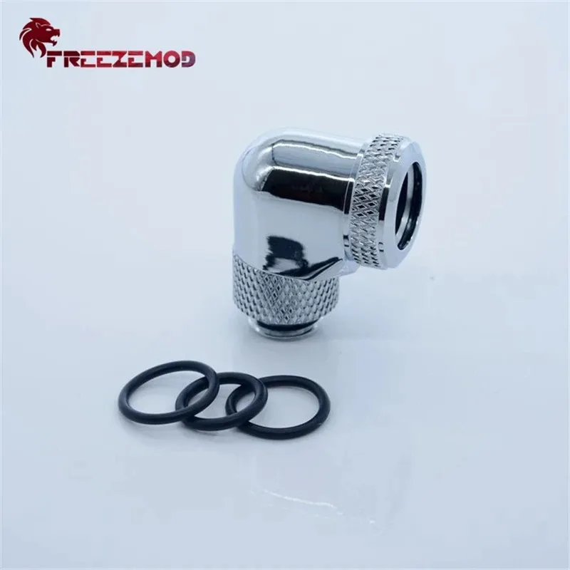 FREEZEMOD YGKN-L90 Filettatura in ottone Adattatore per raccordo rotante da 90 gradi 360 Tubo rigido da 14 mm G1/4 Raccordo per dispositivo di raffreddamento dell'acqua per PC per computer.
